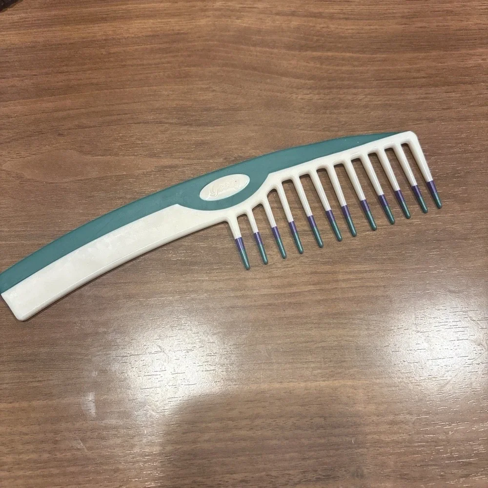 Vtg Goody Wide Tooth Hair Comb Non-slip Color Dip Retro '90s Green Purple